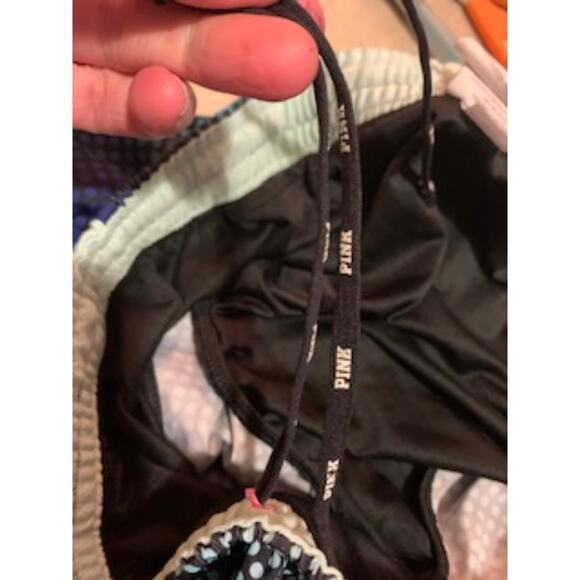 Pink by Victoria Secret Size Small Polka Dot Green/Blue Track Shorts - Picture 5 of 6